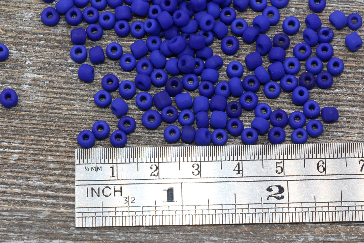 Matte Glass Seed Beads, 4mm 6/0 Glass Round Seed Beads, Matte Royal Blue Seed Beads, Blue Glass Rocailles Beads, Beading Supplies #1086