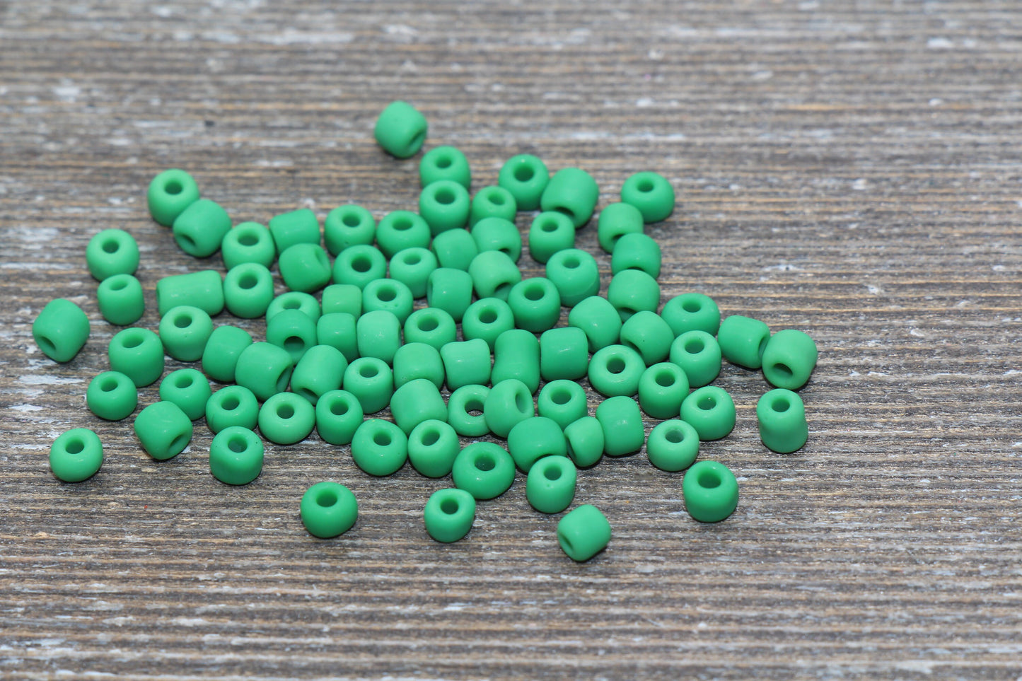 Matte Glass Seed Beads, 4mm 6/0 Glass Round Seed Beads, Matte Green Seed Beads, Green Glass Rocailles Beads, Beading Supplies #1087