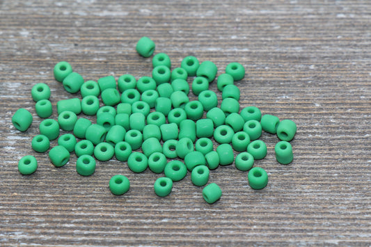 Matte Glass Seed Beads, 4mm 6/0 Glass Round Seed Beads, Matte Green Seed Beads, Green Glass Rocailles Beads, Beading Supplies #1087