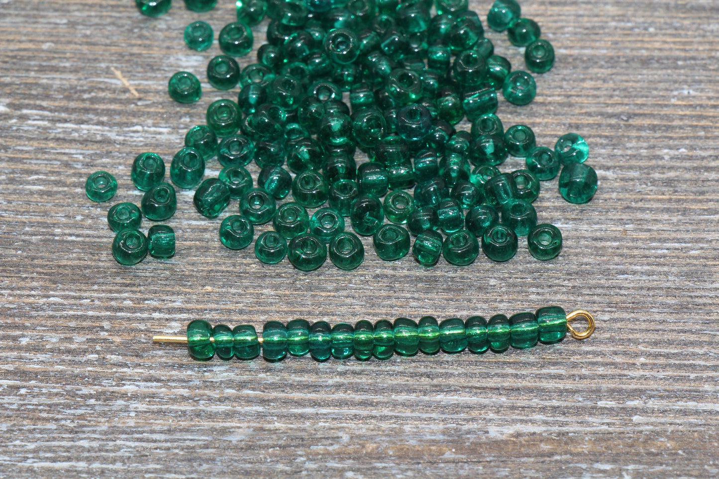 Transparent Glass Seed Beads, 4mm 6/0 Glass Round Seed Beads, Green Trans Seed Beads, Rocailles Beads, Beading Supplies #1106