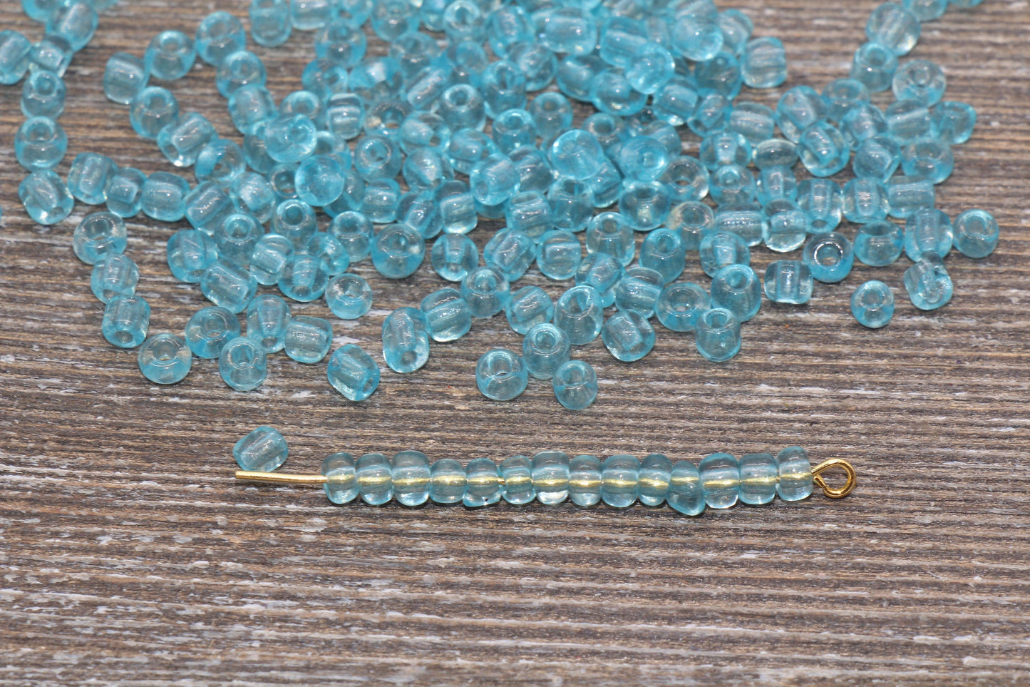 Transparent Glass Seed Beads, 4mm 6/0 Glass Round Seed Beads, Sky Blue Trans Seed Beads, Rocailles Beads, Beading Supplies #1112