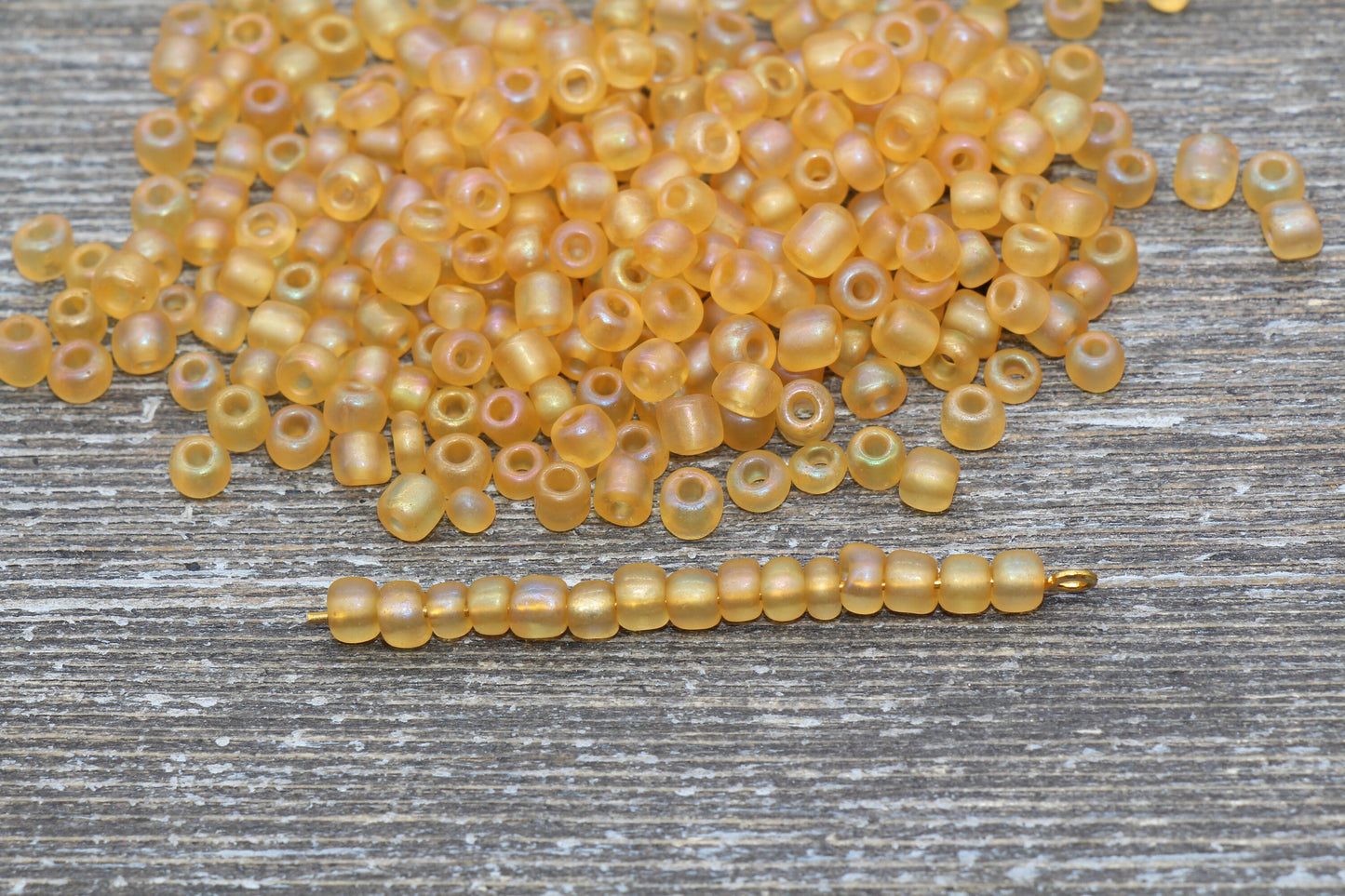 Matte Iridescent Glass Seed Beads, 4mm 6/0 Glass Round Seed Beads, Matte Orange AB Seed Beads, Rocailles Beads, Beading Supplies #1171