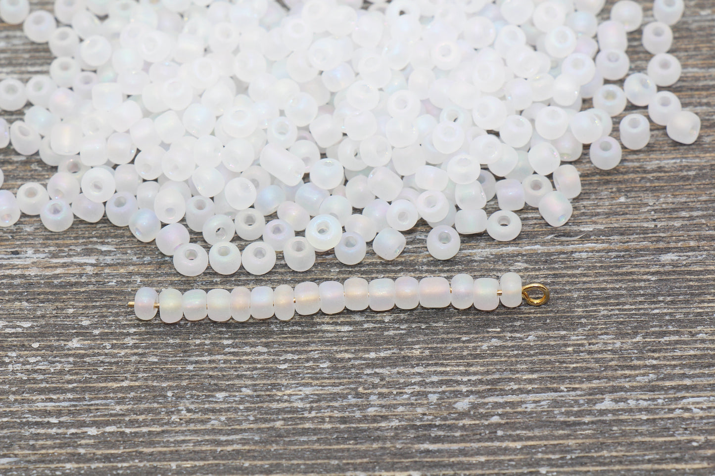 Matte Iridescent Glass Seed Beads, 4mm 6/0 Glass Round Seed Beads, Matte White AB Seed Beads, Rocailles Beads, Beading Supplies #1181