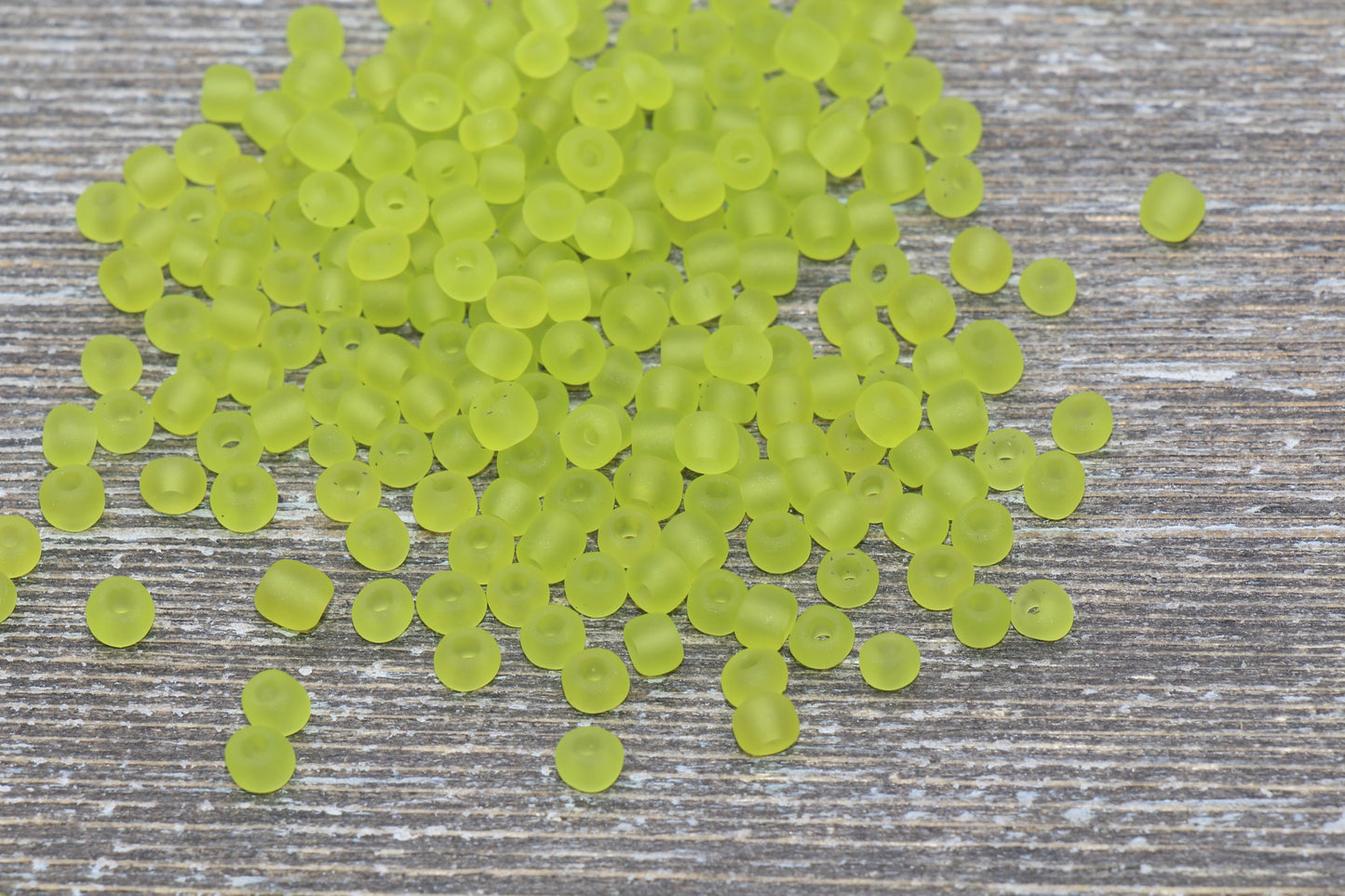 Matte Glass Seed Beads, 4mm 6/0 Glass Round Seed Beads, Matte Light Green Trans Seed Beads, Rocailles Beads, Beading Supplies #1140