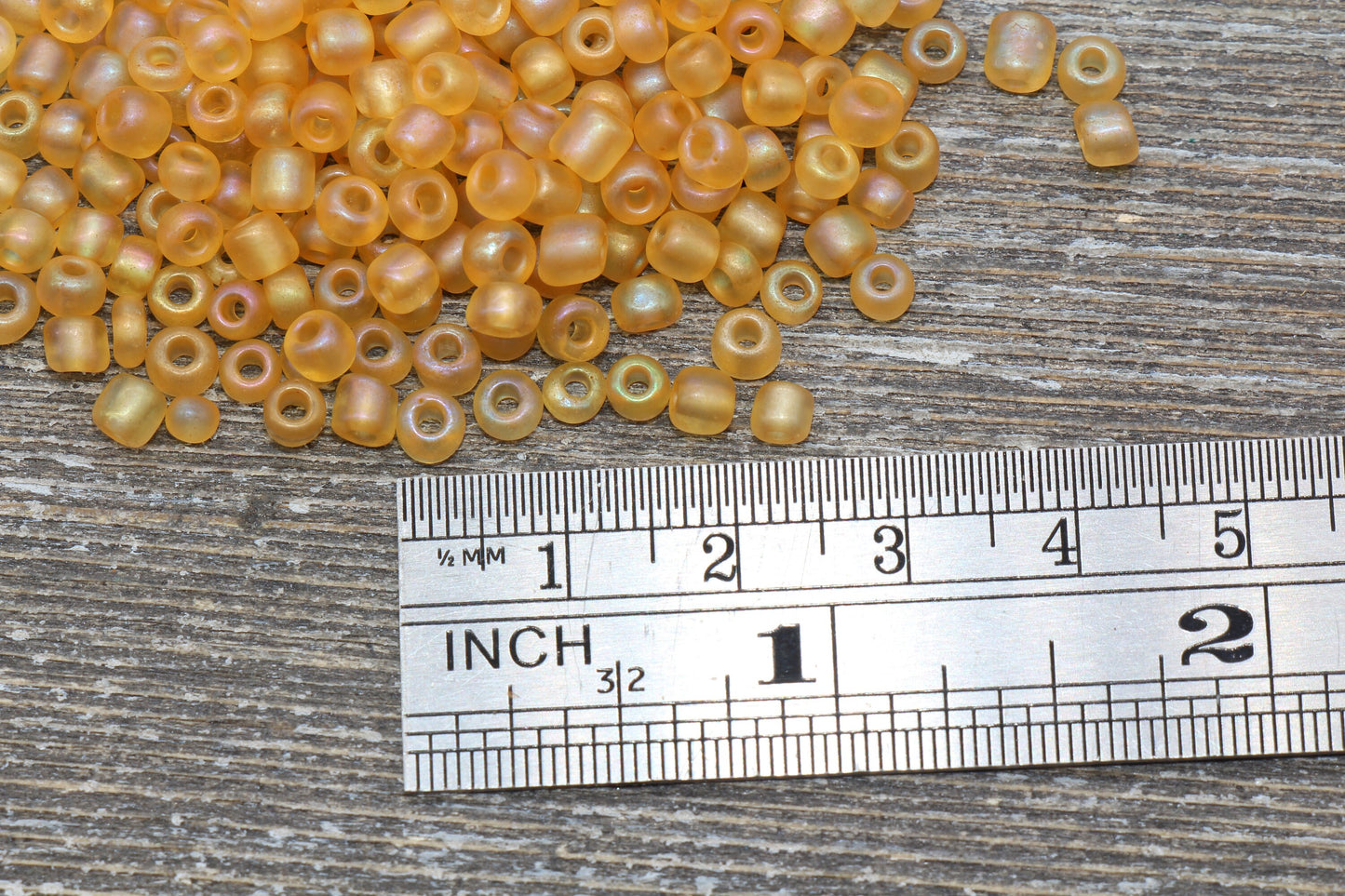 Matte Iridescent Glass Seed Beads, 4mm 6/0 Glass Round Seed Beads, Matte Orange AB Seed Beads, Rocailles Beads, Beading Supplies #1171