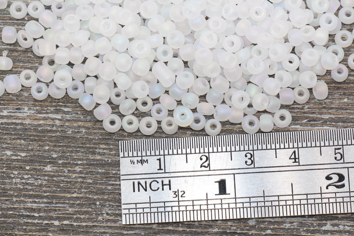 Matte Iridescent Glass Seed Beads, 4mm 6/0 Glass Round Seed Beads, Matte White AB Seed Beads, Rocailles Beads, Beading Supplies #1181
