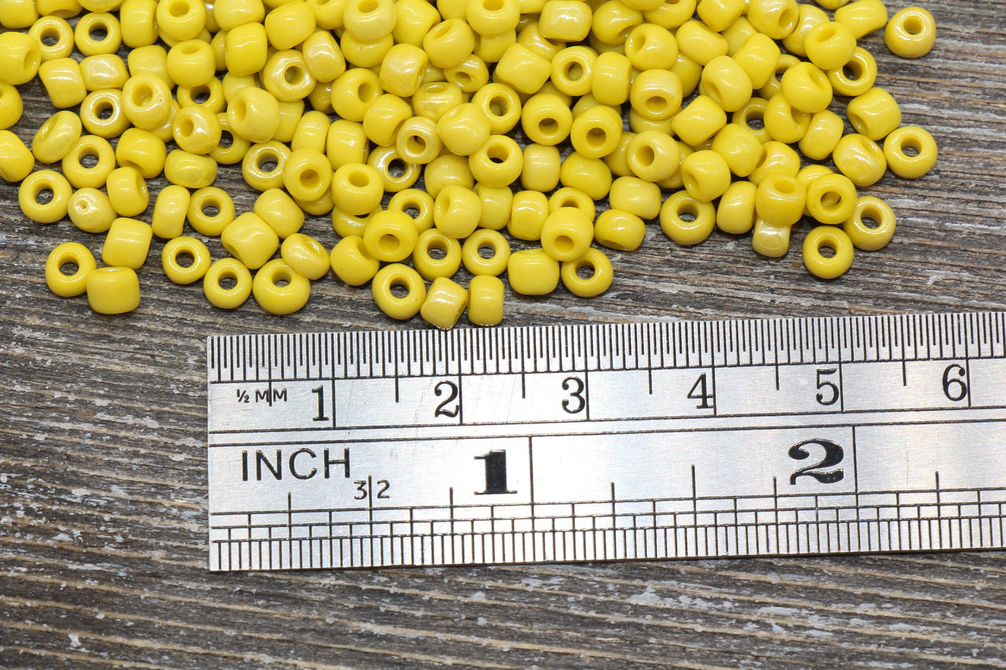 Glossy Glass Seed Beads, 4mm 6/0 Glass Round Seed Beads, Yellow Opaque Seed Beads, Rocailles Beads, Beading Supplies #1183