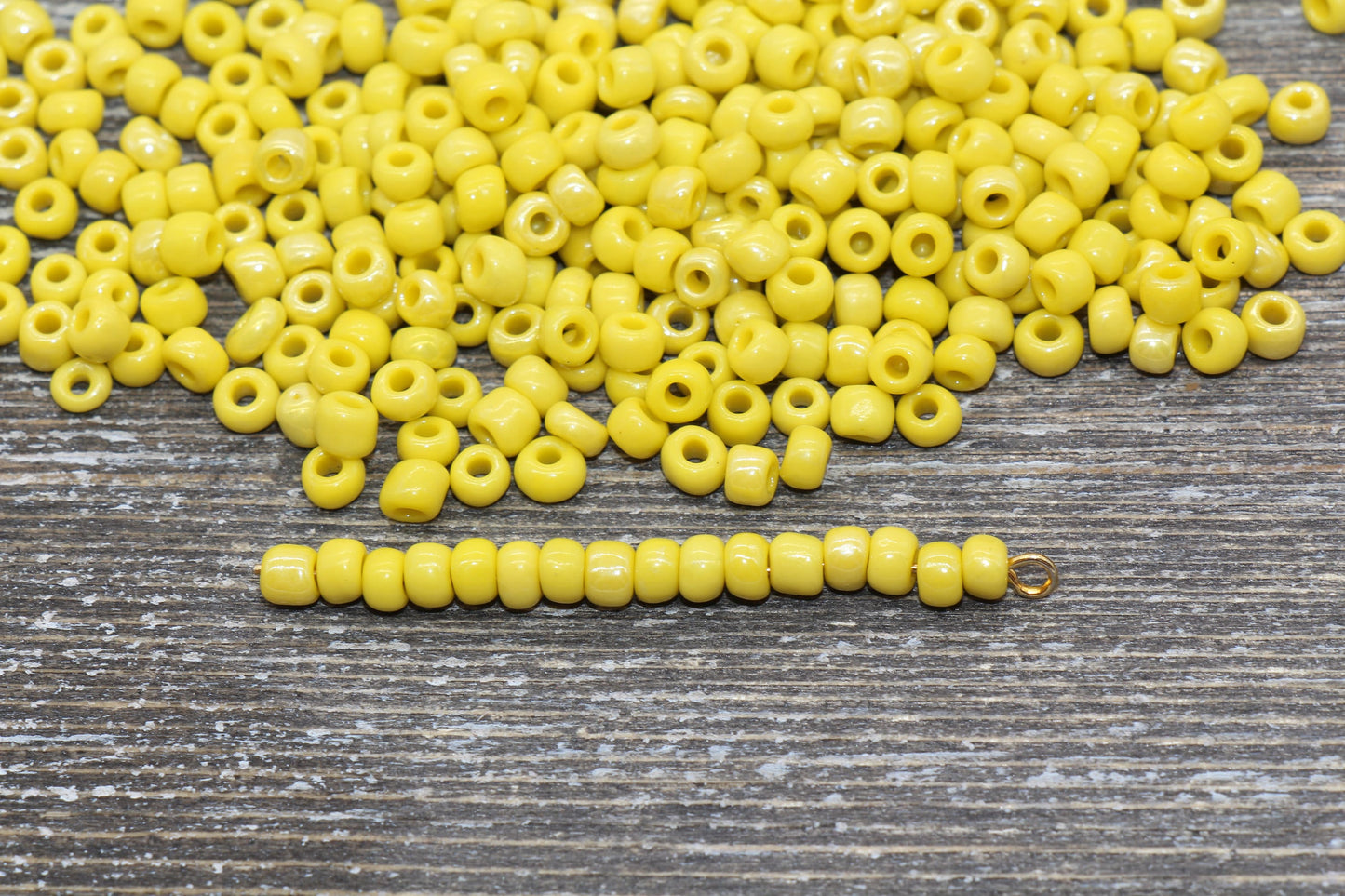 Glossy Glass Seed Beads, 4mm 6/0 Glass Round Seed Beads, Yellow Opaque Seed Beads, Rocailles Beads, Beading Supplies #1183