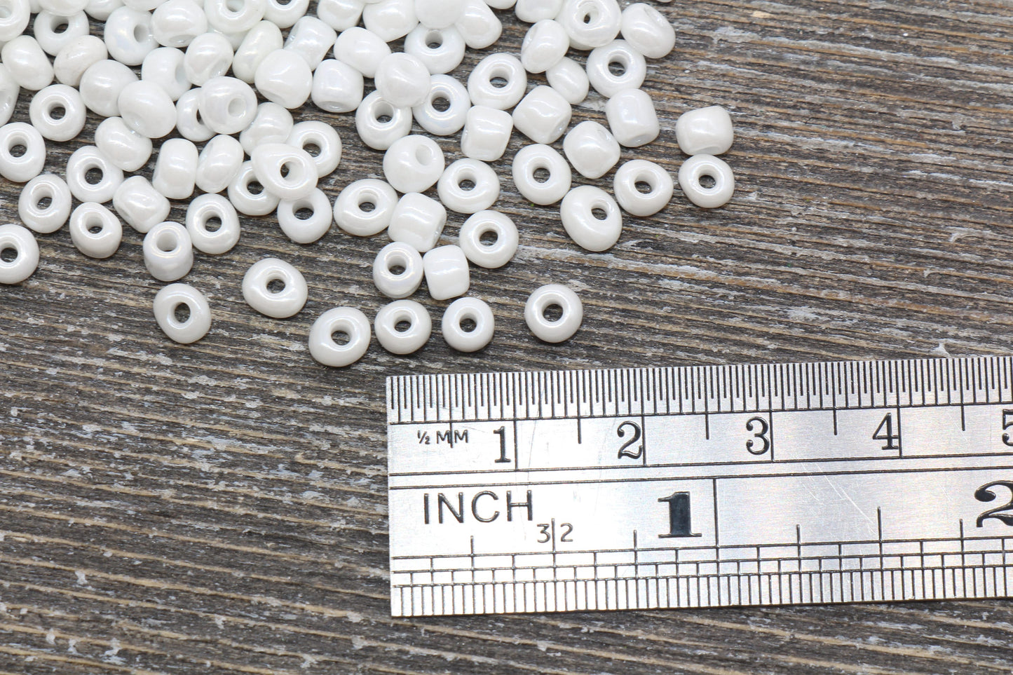 Glossy Glass Seed Beads, 4mm 6/0 Glass Round Seed Beads, White Opaque Seed Beads, Rocailles Beads, Beading Supplies #1196