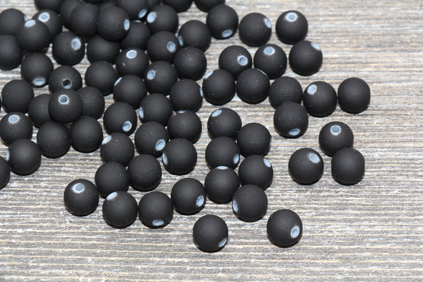 8mm Black Gumball Beads, Round Acrylic Loose Beads, Bubblegum Beads, Chunky Beads, Bubble Gum Beads, Soft Plastic Beads #1248