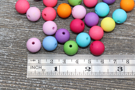 12mm Matte Multicolored Gumball Beads, Round Acrylic Loose Beads, Solid Bubblegum Beads, Chunky Beads, Round Plastic Beads #375