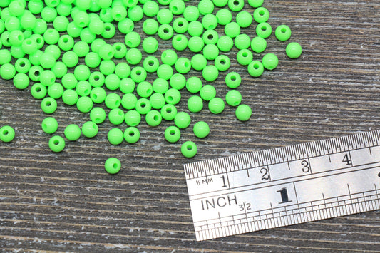 4mm Green Round Beads, Acrylic Gumball Beads, Spring Green Round Spacer Beads, Bubblegum Beads, Plastic Round Smooth Bead #306