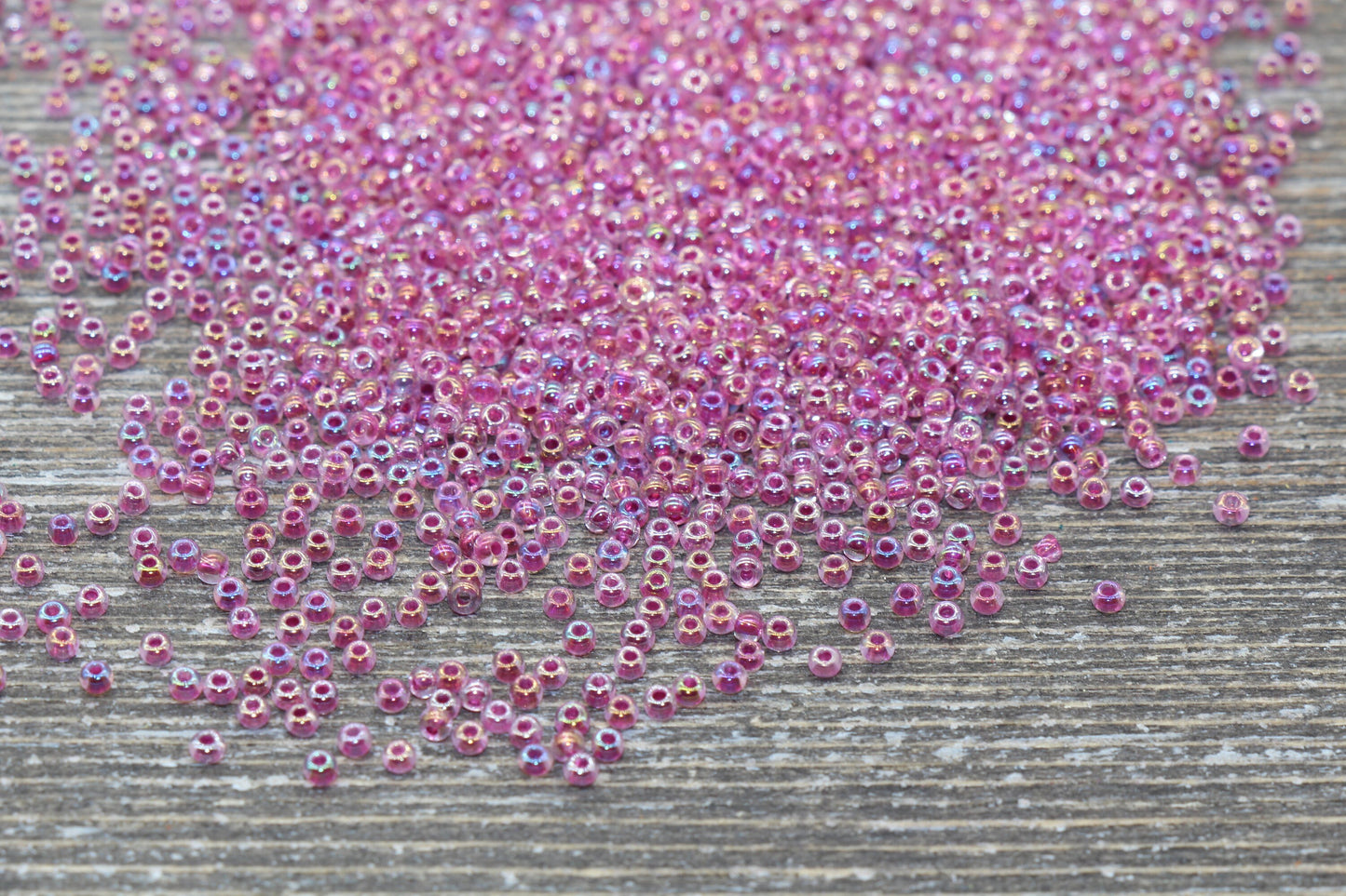 Violet pink 2 mm (12/0) AB Translucent glass seed beads mix, rocaille rounds
