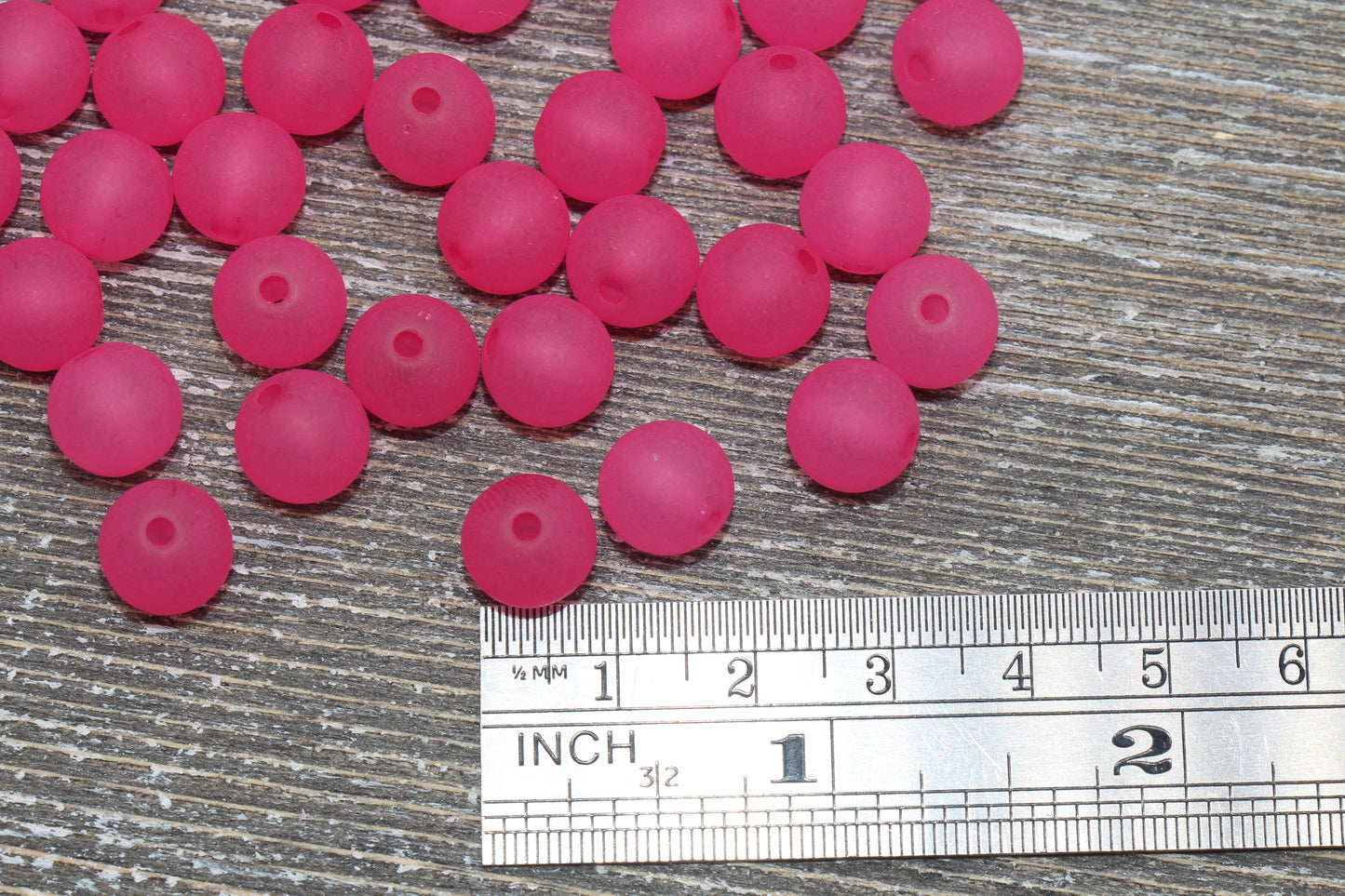 10mm Matte Fuchsia Gumball Beads, Round Acrylic Loose Beads, Frosted Bubblegum Beads, Chunky Beads, Round Plastic Beads #683
