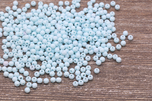 4mm Baby Blue Round Beads, Acrylic Gumball Beads, Blue Round Spacer Beads, Bubblegum Beads, Plastic Round Smooth Bead #1321