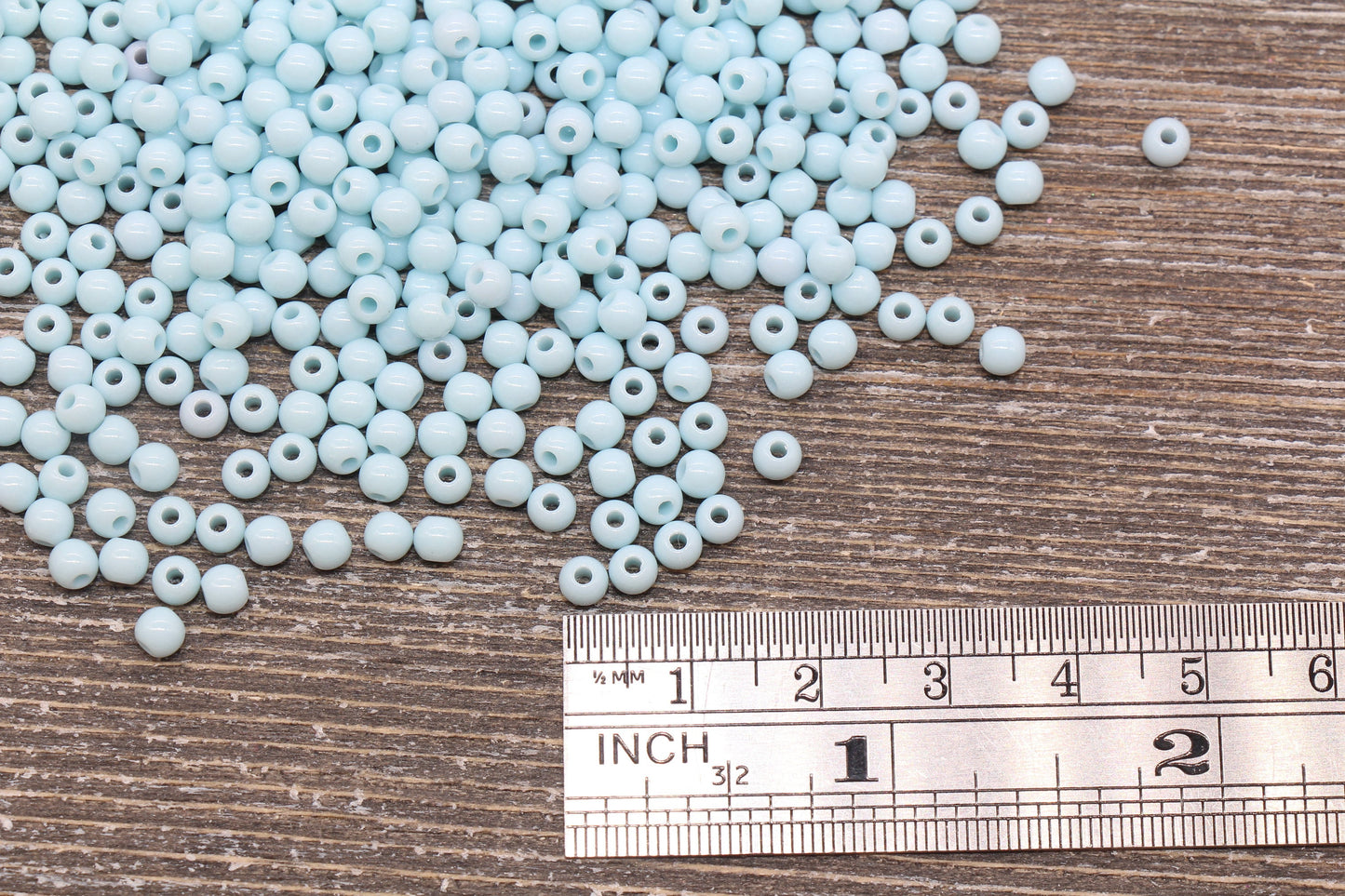 4mm Baby Blue Round Beads, Acrylic Gumball Beads, Blue Round Spacer Beads, Bubblegum Beads, Plastic Round Smooth Bead #1321