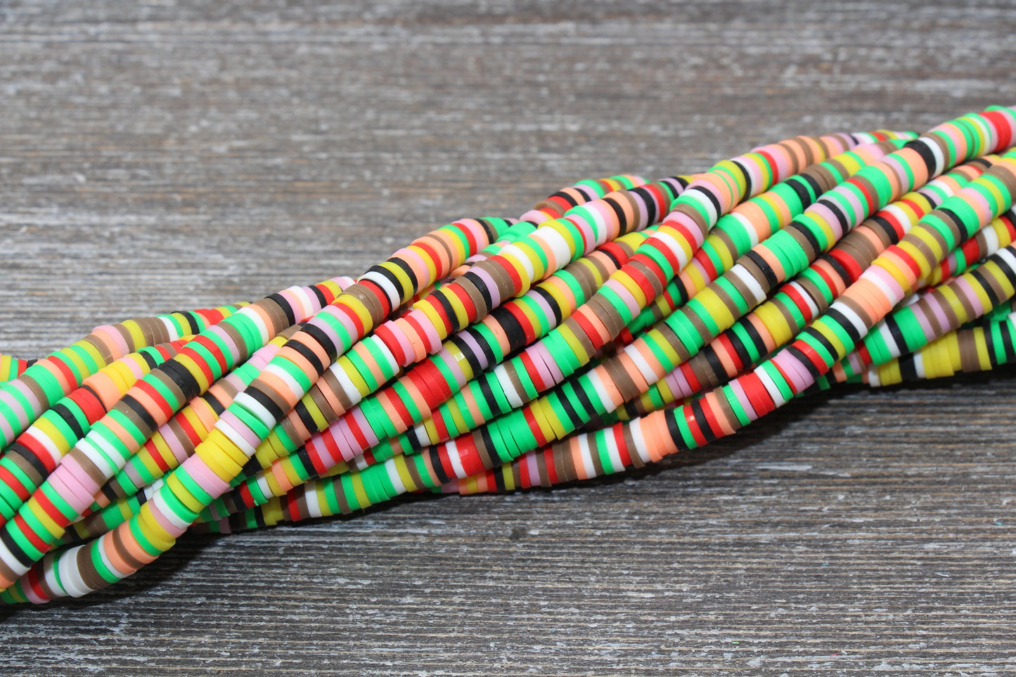 6mm Multicolored Heishi Beads, Mixed Color Polymer Clay Disc Beads, African Disc Beads, Wholesale Vinyl Heishi, 16 inch Strand #6
