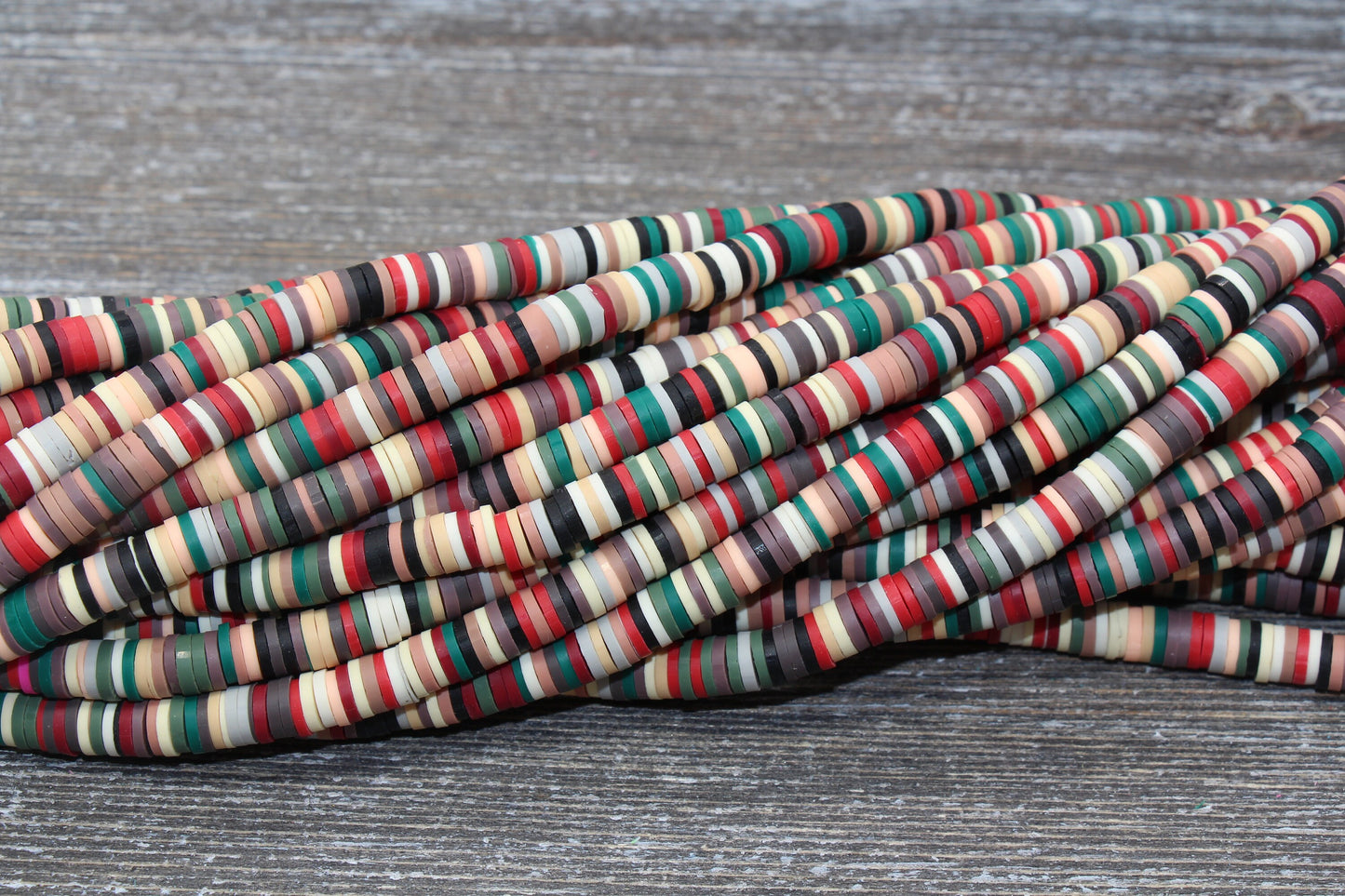 6mm Multicolored Polymer Clay Disc Beads, Mixed Color Heishi Beads, African Disc Beads, Vinyl Heishi, 16 inch Strand #27