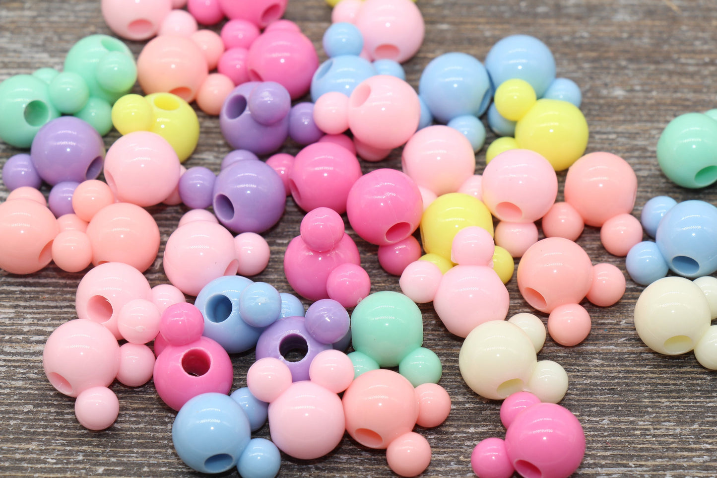 Mickey Mouse Beads, Multicolored Mickey Mouse Beads, Acrylic Mickey Mouse Beads, Mixed Color Mouse Beads, #1330