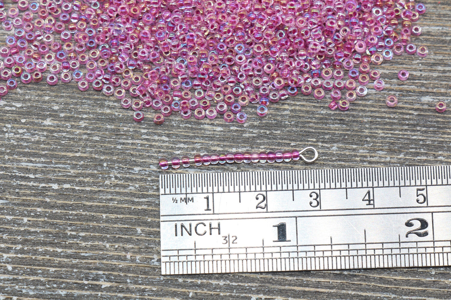 Violet pink 2 mm (12/0) AB Translucent glass seed beads mix, rocaille rounds