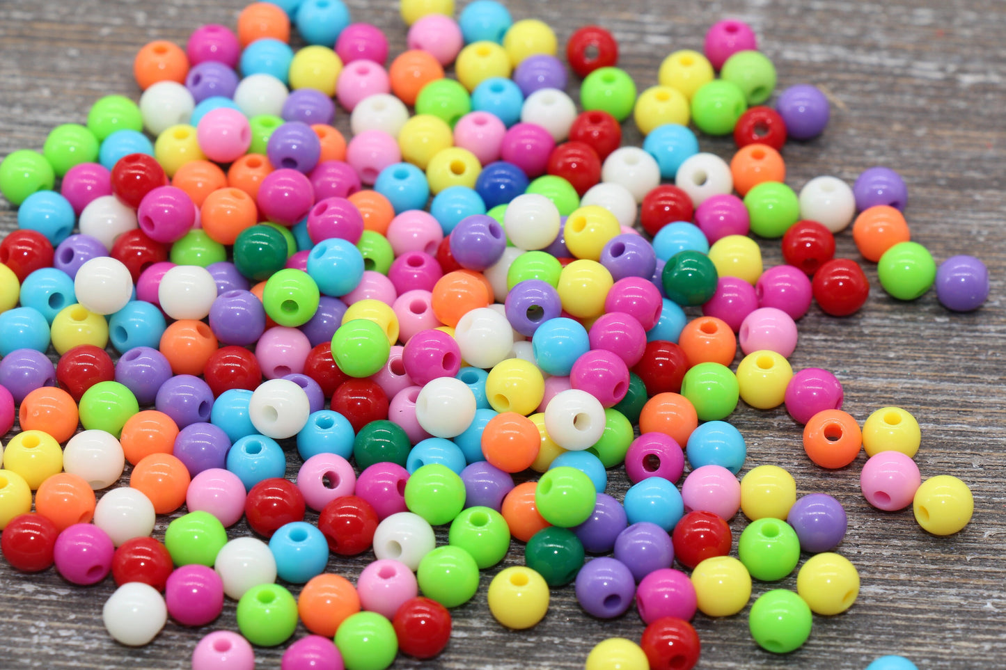 6mm Multicolored Gumball Beads, Round Acrylic Loose Beads, Bubblegum Beads, Chunky Beads, Smooth Round Plastic Beads #771