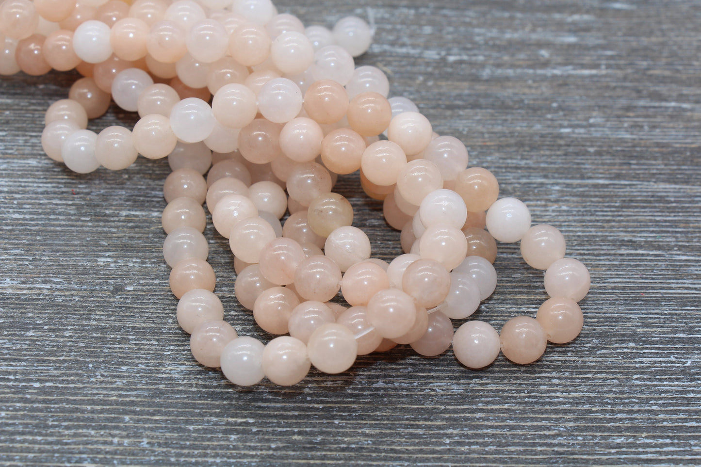 Pink Aventurine Beads, Peach Aventurine Beads, Natural Gemstone Smooth Round Beads, Sizes 4mm 6mm 8mm 10mm 12mm, Full Strand 15.5" #73