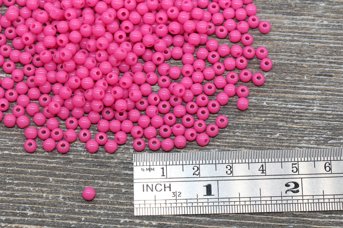 4mm Hot Pink Round Beads, Acrylic Gumball Beads, Pink Round Spacer Beads, Bubblegum Beads, Plastic Round Smooth Bead, Bracelet Beads #1320