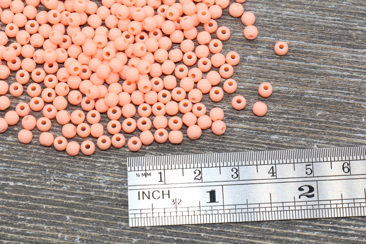 4mm Light Orange Round Beads, Acrylic Gumball Beads, Round Spacer Beads, Bubblegum Beads, Plastic Round Smooth Bead, Bracelet Beads #3124