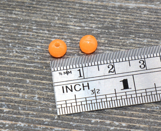 6mm Glow in Dark Orange Gumball Beads, Round Acrylic Loose Beads, Bubblegum Beads, Chunky Beads, Smooth Plastic Round Beads #1326
