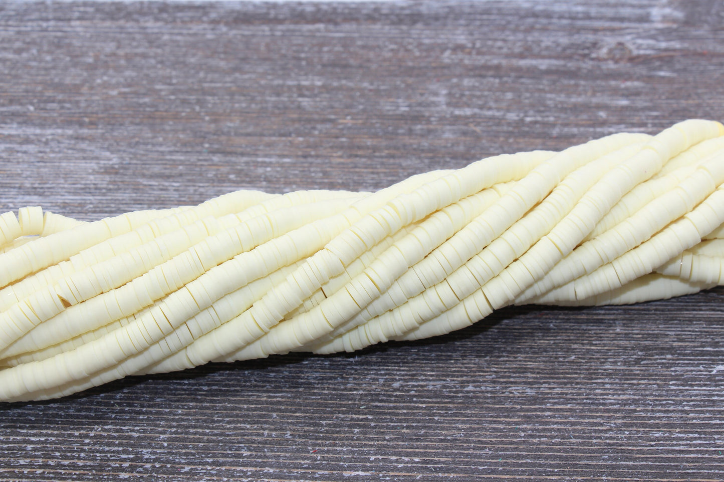 6mm Light Yellow Heishi Beads, Mix Color Polymer Clay Disc Beads, African Disc Beads, Vinyl Heishi, 16 inch Strand #67
