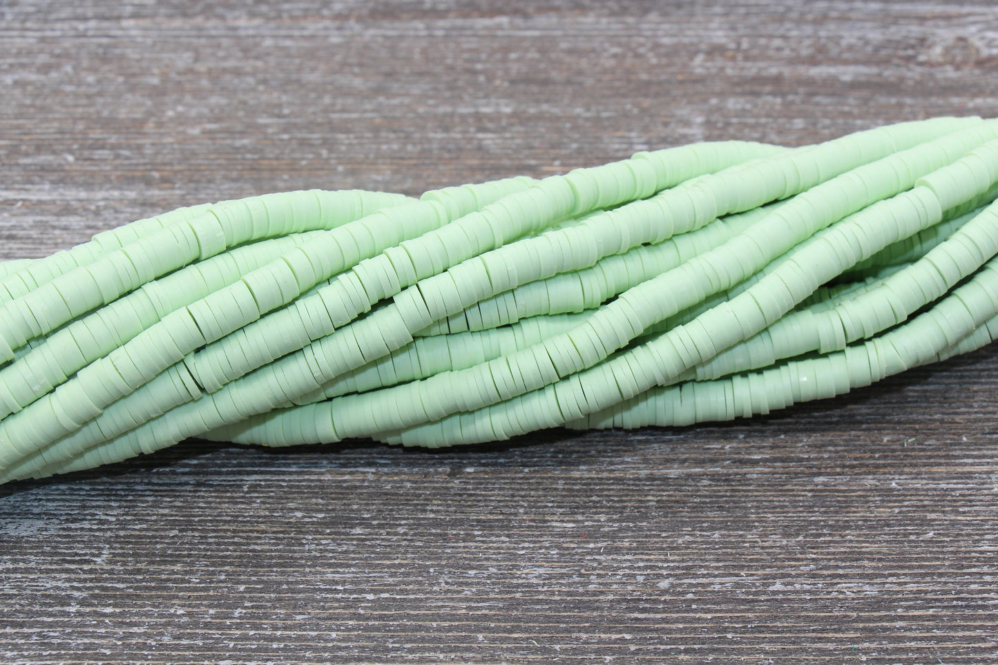 6mm Mint Heishi Beads, Mint Polymer Clay Disc Beads, African Disc Beads, Vinyl Heishi, 16 inch Strand #94