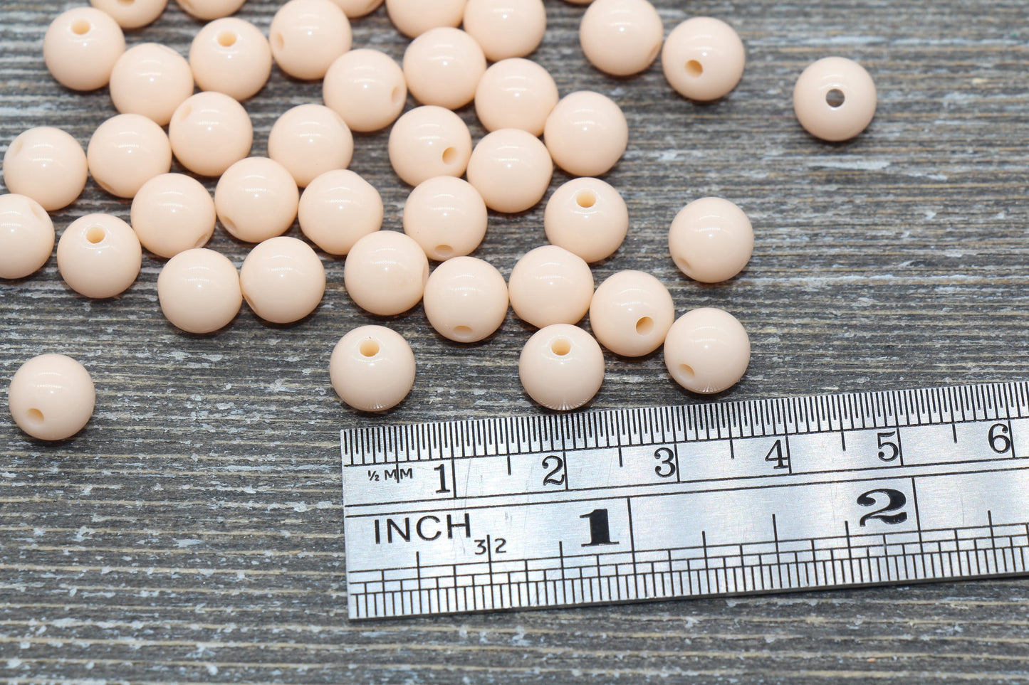 8mm Light Peach Gumball Beads, Round Acrylic Peach Loose Beads, Bubblegum Beads, Chunky Beads, Smooth Plastic Round Beads #1348