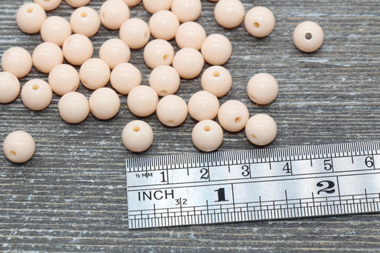 8mm Light Peach Gumball Beads, Round Acrylic Peach Loose Beads, Bubblegum Beads, Chunky Beads, Smooth Plastic Round Beads #1348