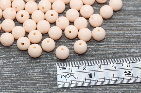 10mm Light Peach Gumball Beads, Round Acrylic Peach Loose Beads, Bubblegum Beads, Chunky Beads, Smooth Plastic Round Beads #1349