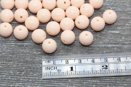 12mm Light Peach Gumball Beads, Round Acrylic Peach Loose Beads, Bubblegum Beads, Chunky Beads, Smooth Plastic Round Beads #1350