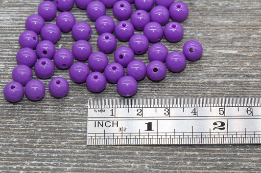 8mm Plum Purple Gumball Beads, Round Acrylic Purple Loose Beads, Bubblegum Beads, Chunky Beads, Bubble Gum Beads, Smooth Round Beads #1353