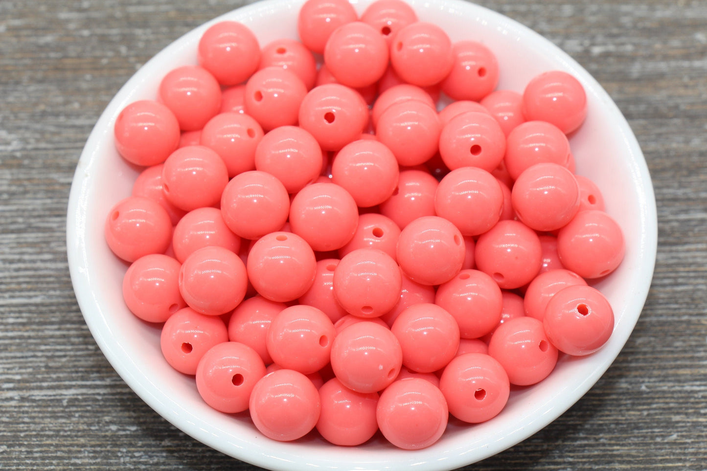 12mm Watermelon Pink Gumball Beads, Round Acrylic Loose Beads, Bubblegum Beads, Chunky Beads, Smooth Plastic Round Beads #1362