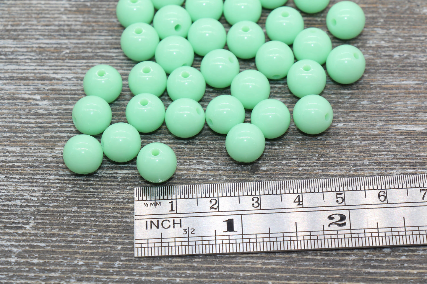 10mm Mint Green Gumball Beads, Round Acrylic Loose Beads, Bubblegum Beads, Chunky Beads, Bubble Gum Beads, Smooth Plastic Round Beads #1376