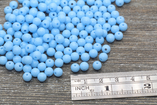 6mm Dusty Blue Gumball Beads, Round Acrylic Blue Loose Beads, Bubblegum Beads, Chunky Beads, Bubble Gum Beads, Smooth Plastic Beads #1389