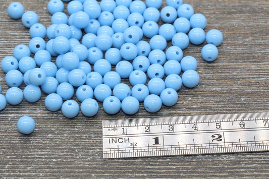 8mm Dusty Blue Gumball Beads, Round Acrylic Loose Beads, Bubblegum Beads, Chunky Beads, Bubble Gum Beads, Smooth Plastic Round Beads #1390