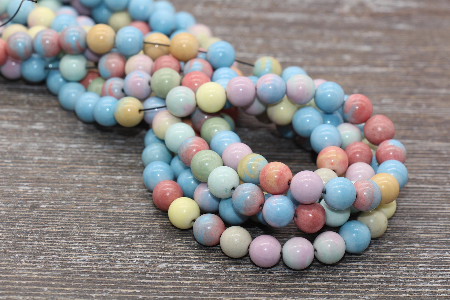 Rainbow Agate Beads, Multicolor Rainbow Agate Beads, Smooth Gemstones Round Beads, Sizes 6mm 8mm 10mm, Full Strand 15.5" #187