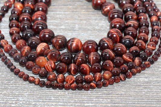 10mm Red Tiger Eye Beads, Tiger Eye Round Stone Beads, Gemstone Round Beads, Full Strand 15.5 inch #167