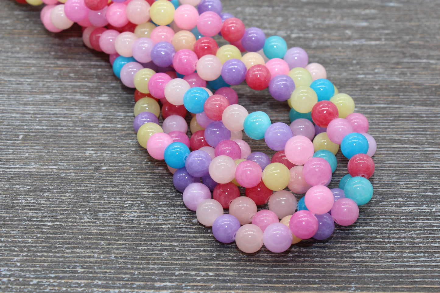 Rainbow Jade Beads, Smooth Gemstone Round Loose Beads, Sizes 4mm 6mm 8mm 10mm 12mm , Full Strand 15.5" #189