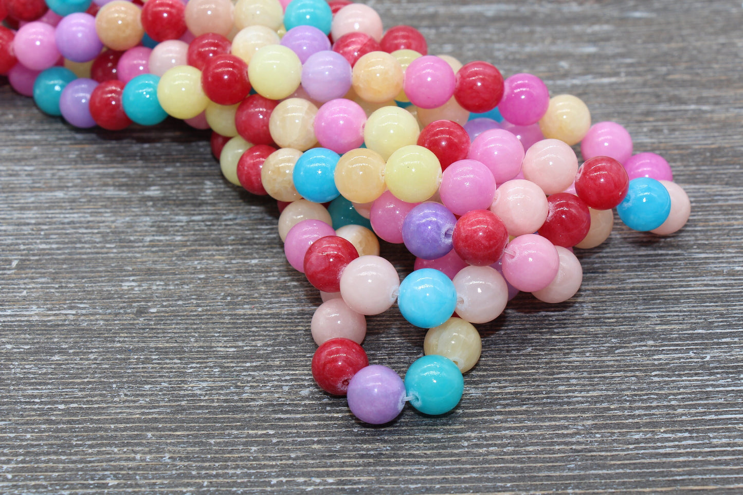 Rainbow Jade Beads, Smooth Gemstone Round Loose Beads, Sizes 4mm 6mm 8mm 10mm 12mm , Full Strand 15.5" #189