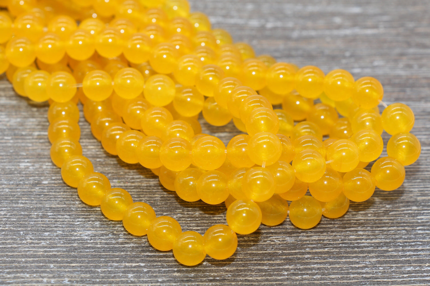 Golden Jade Beads, Smooth Gemstone Round Loose Beads, Sizes 4mm 6mm 8mm 10mm 12mm, Full Strand 15.5" #190