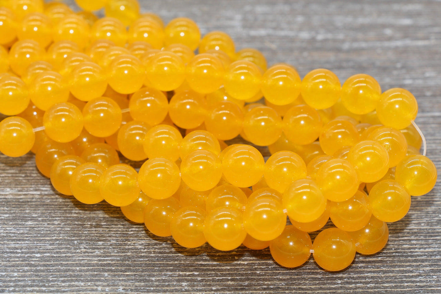 Golden Jade Beads, Smooth Gemstone Round Loose Beads, Sizes 4mm 6mm 8mm 10mm 12mm, Full Strand 15.5" #190