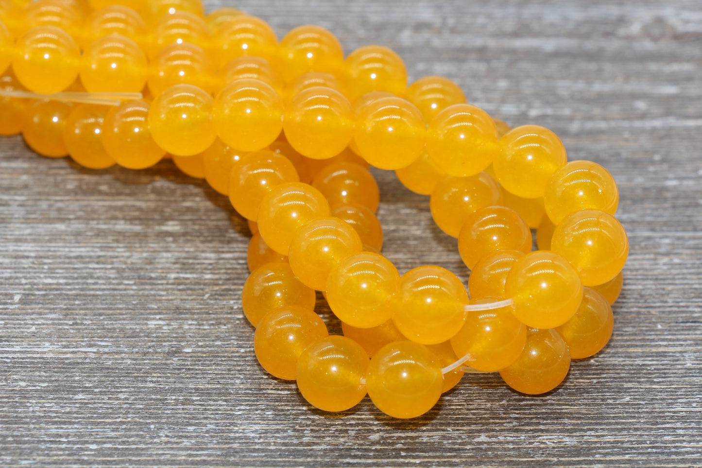 Golden Jade Beads, Smooth Gemstone Round Loose Beads, Sizes 4mm 6mm 8mm 10mm 12mm, Full Strand 15.5" #190