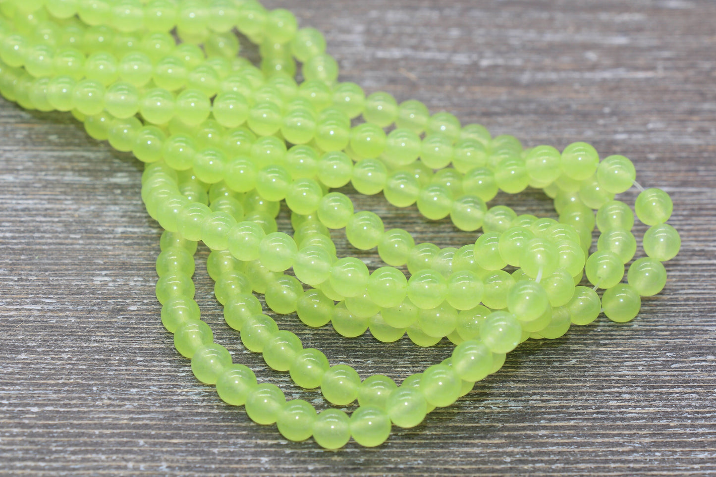 Lime Green Jade Beads, Smooth Gemstone Round Loose Beads, Sizes 4mm 6mm 8mm 10mm 12mm, Full Strand 15.5" #191