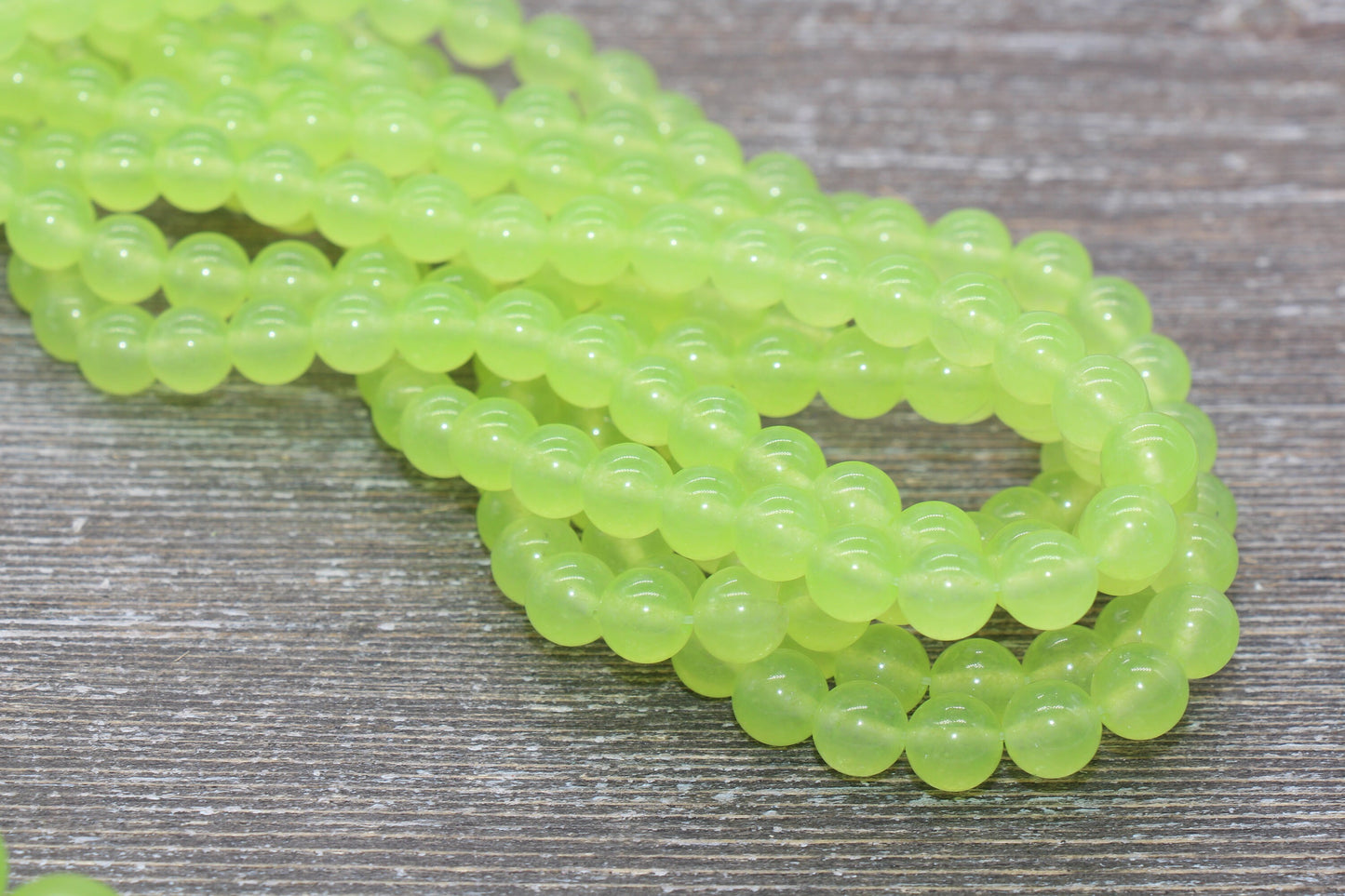 Lime Green Jade Beads, Smooth Gemstone Round Loose Beads, Sizes 4mm 6mm 8mm 10mm 12mm, Full Strand 15.5" #191