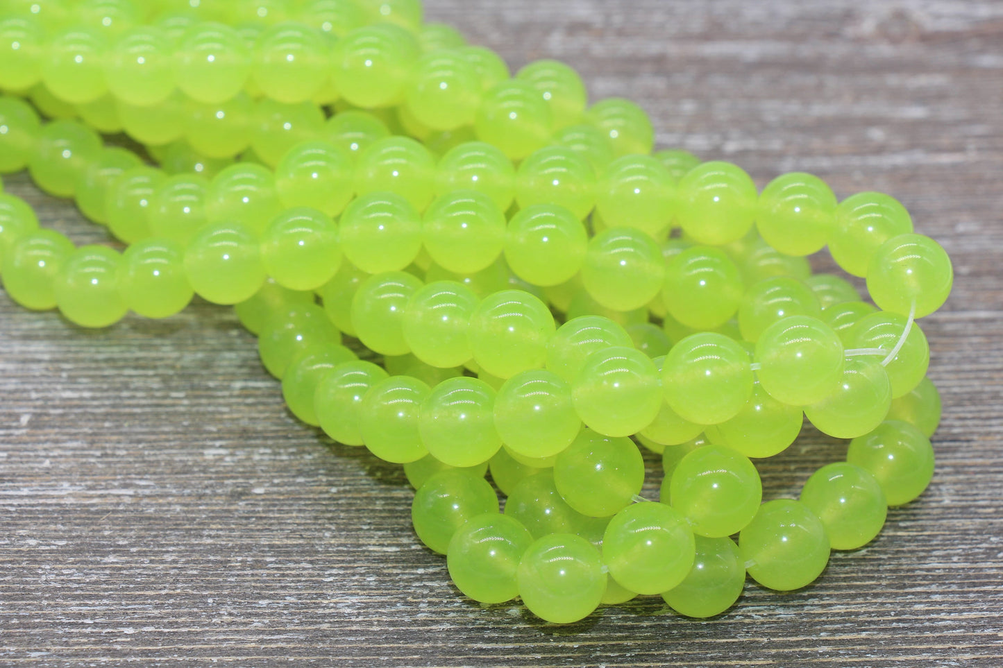 Lime Green Jade Beads, Smooth Gemstone Round Loose Beads, Sizes 4mm 6mm 8mm 10mm 12mm, Full Strand 15.5" #191